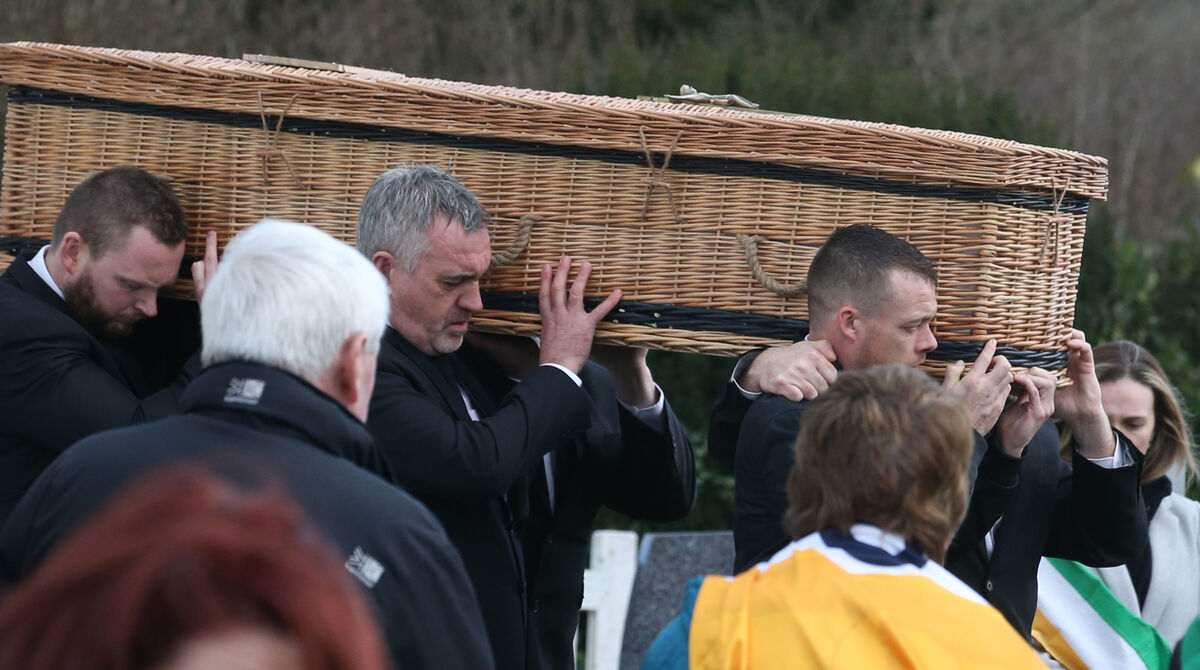 Friends and family gather for the funeral of Ann Delaney at St Abban’s Church, Doonane, Co Laois. Picture: Stephen Collins/Collins Photos Friends and family gather for the funeral of Ann Delaney at St Abban’s Church, Doonane, Co Laois. Picture: Stephen Collins/Collins Photos