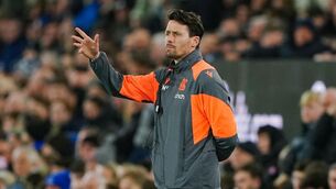<p>SUPPORTING CAST: Paddy McCarthy on the touchline during the Premier League match at Goodison Park. Pic: Peter Byrne, PA Wire.</p>