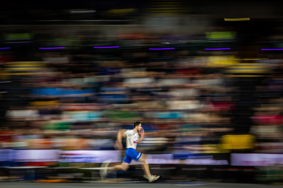 Greece’s Miltiadis Tentoglou on his way to winning the Men’s long jump final at the World Indoor Athletics Championships. Picture: ©INPHO/Morgan Treacy