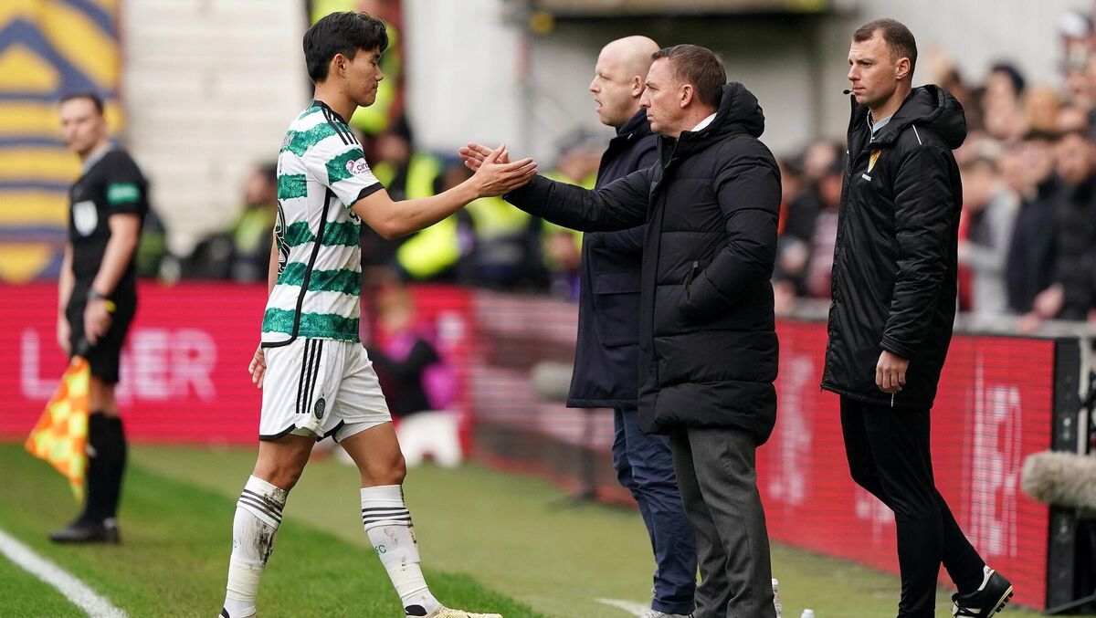 Celtic’s Yang Hyun-Jun (left) is sent off. Picture: Andrew Milligan/PA Wire. Celtic’s Yang Hyun-Jun (left) is sent off. Picture: Andrew Milligan/PA Wire.