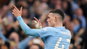 <p>Manchester City's Phil Foden celebrates scoring their side's first goal of the game during the Premier League match at the Etihad Stadium, Manchester. Picture: </p>