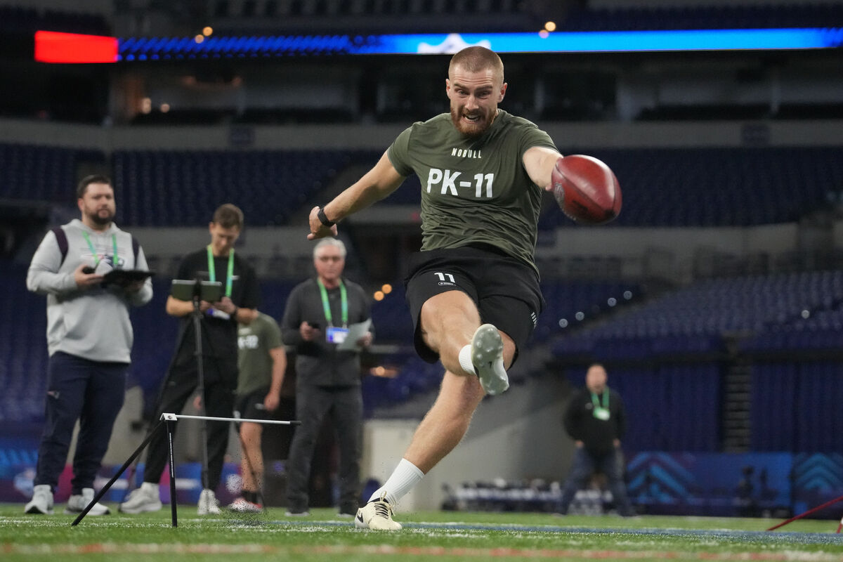 Player Pathway Kicker Mark Jackson at the NFL Combine in Lucas Oil Stadium, Indianapolis