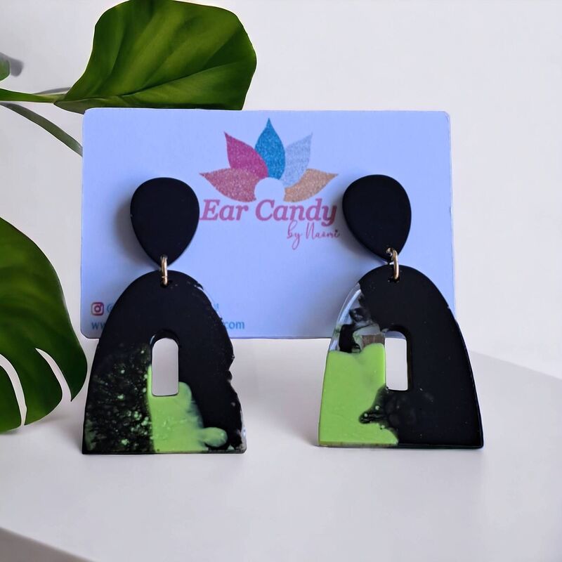 Lime &amp; Black Earrings, €32, Ear Candy by Naomi