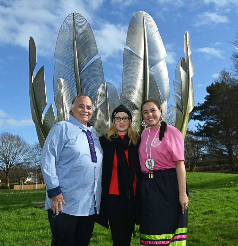 Skylee Glass, her father Dion Glass and Dr Sharon Lambert, centre, senior lecturer at the school of Applied Psychology.
