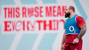<p>THORNY ISSUE: England's Joe Marler during a training session at Pennyhill Park this week. Pic: Zac Goodwin/PA Wire</p>