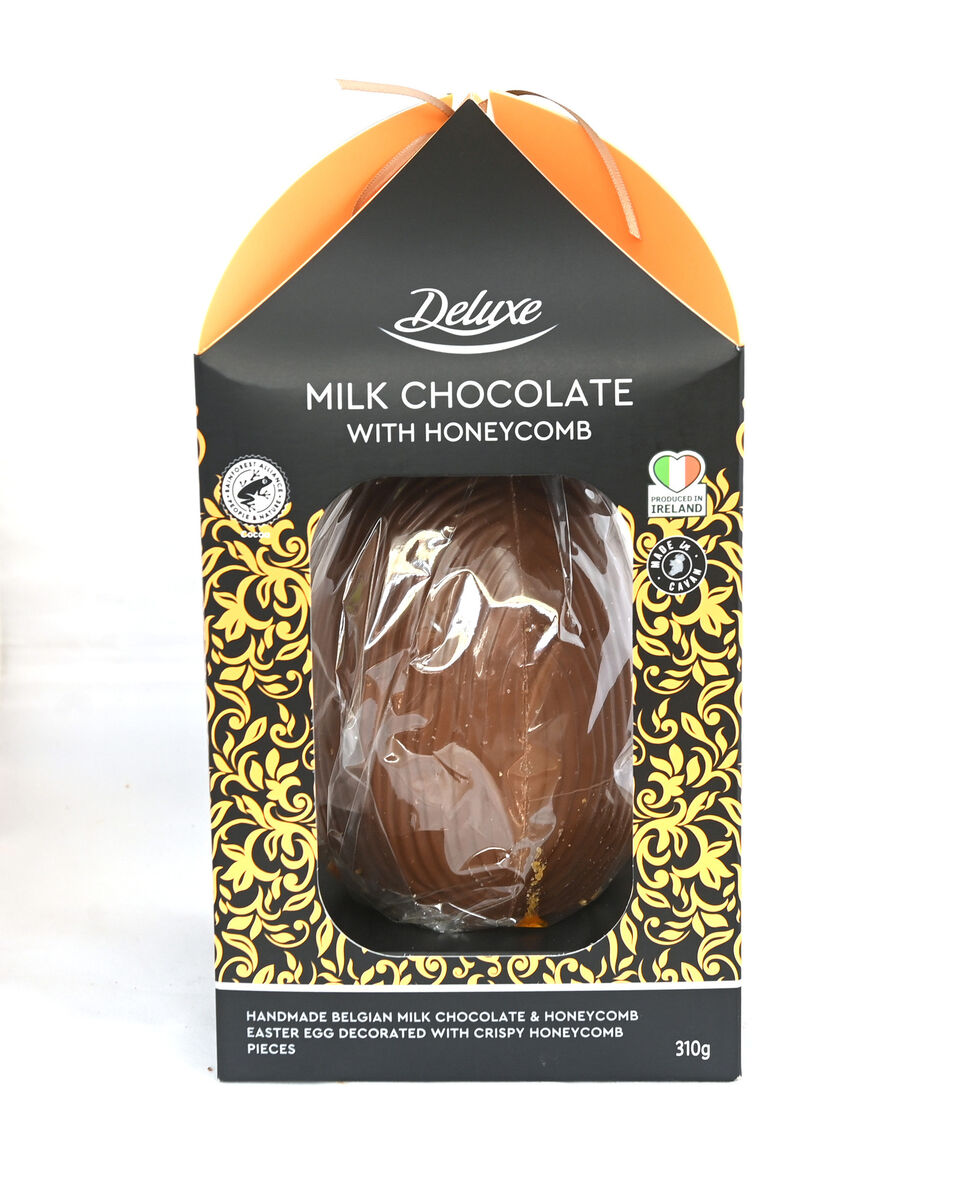 Lidl Deluxe milk chocolate egg with honeycomb. Picture; Eddie O'Hare Lidl Deluxe milk chocolate egg with honeycomb. Picture; Eddie O'Hare