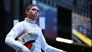 <p>France's Ysaora Thibus at the Fencing World Championships in Milan.</p>