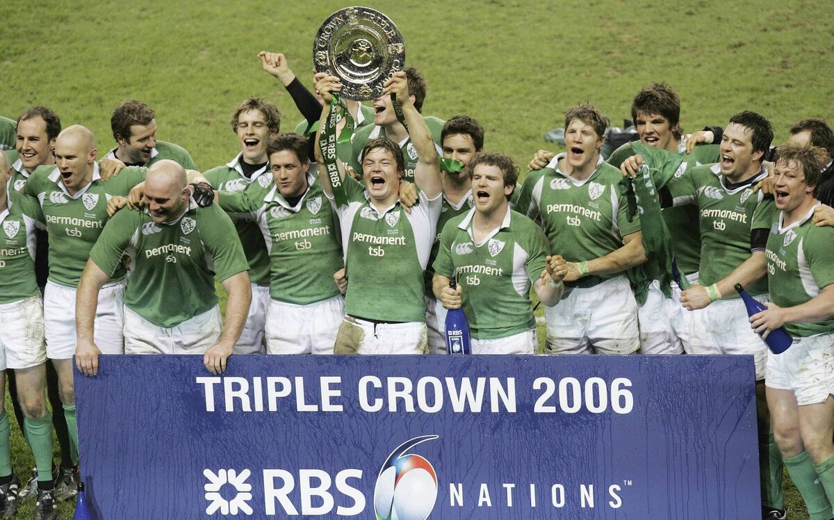 2006: The Irish team celebrate their Triple Crown victory. Pic: Gareth Cattermole, Getty Images.