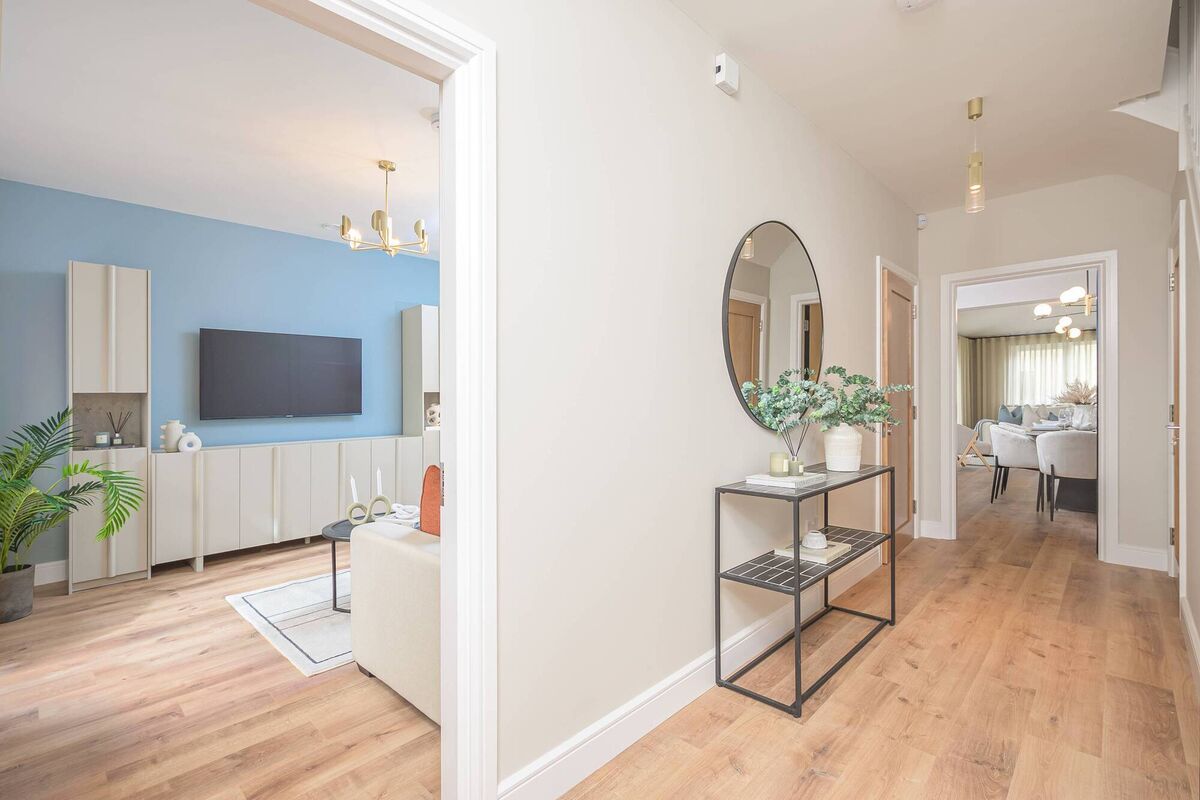 Entrance hall at the show house in Rose Hill with sitting room to the left