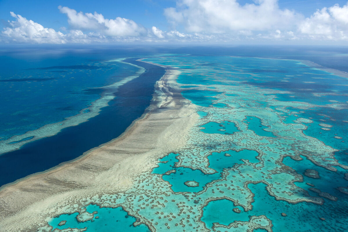 In this undated photo provided by the Great Barrier Reef Marine Park Authority, the Great Barrier Reef near the Whitsunday, Australia, region is viewed from the air. Picture: Jumbo Aerial Photography/Great Barrier Reef Marine Park Authority via AP