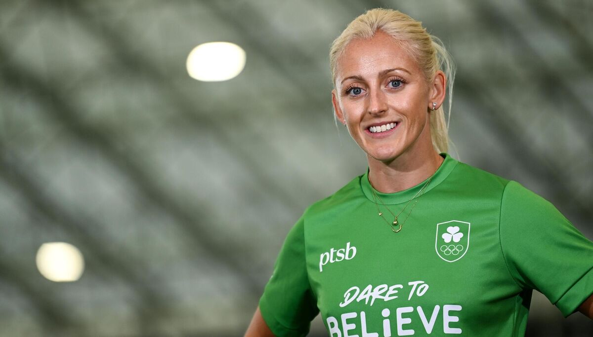 Sprinter Sarah Lavin was speaking as an ambassador for the Olympic Federation of Ireland Dare to Believe programme's 'Road to Paris' schools' challenge, which is supported by PTSB.  Pic: Ramsey Cardy/Sportsfile