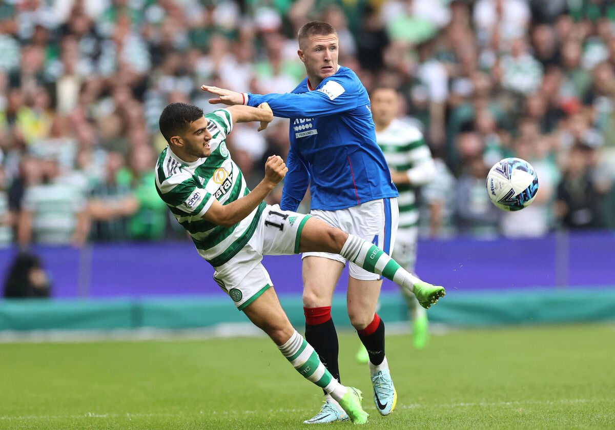 Rangers' John Lundstram (right) and Celtic's Liel Abada battle for the ball. Picture: Steve Welsh/PA Wire. Rangers' John Lundstram (right) and Celtic's Liel Abada battle for the ball. Picture: Steve Welsh/PA Wire.