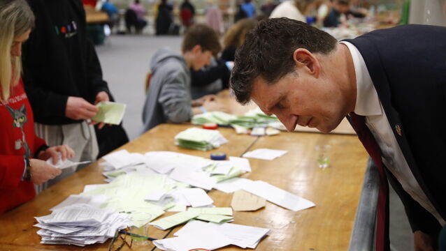 <p>Transport Minister Eamon Ryan as counting for the twin referenda to change the Constitution on family and care continues. Picture: Damien Storan/PA</p>