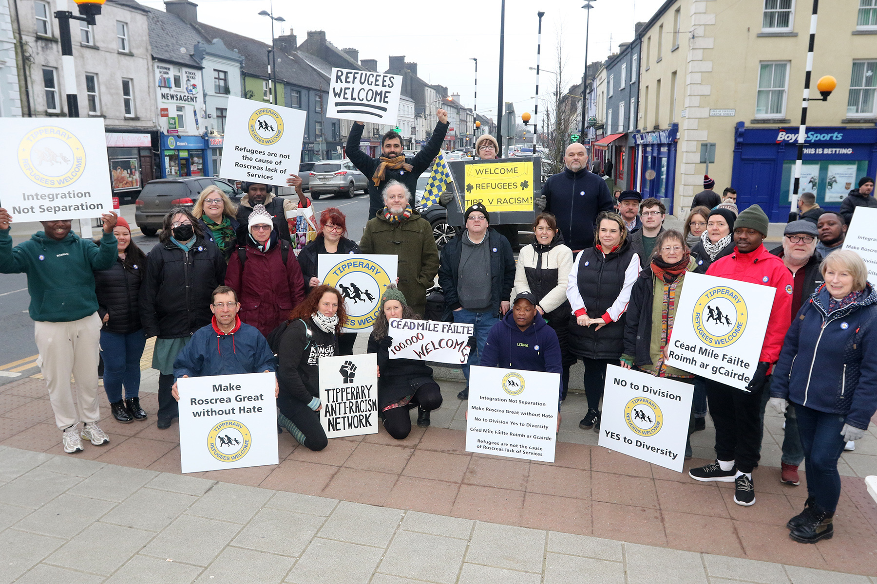 Roscrea is 'completely against racism': Tippeary town holds rally in support of asylum seekers