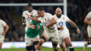 <p>THRILLER: Ben Earl runs at the Ireland defence. Pic: Mike Egerton/PA</p>
