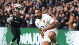 <p>Ollie Lawrence scored England’s first try against Ireland (Mike Egerton/PA)</p>