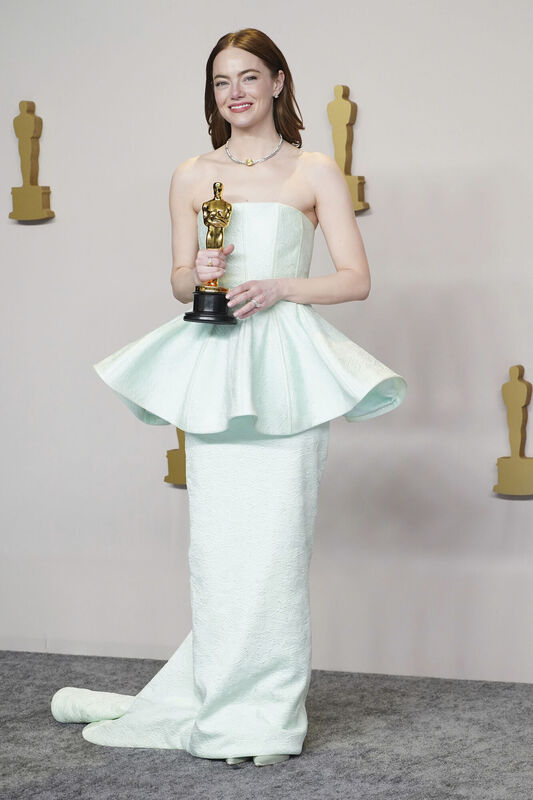 Emma Stone wore a custom Louis Vuitton gown. Picture: Jordan Strauss/Invision/AP