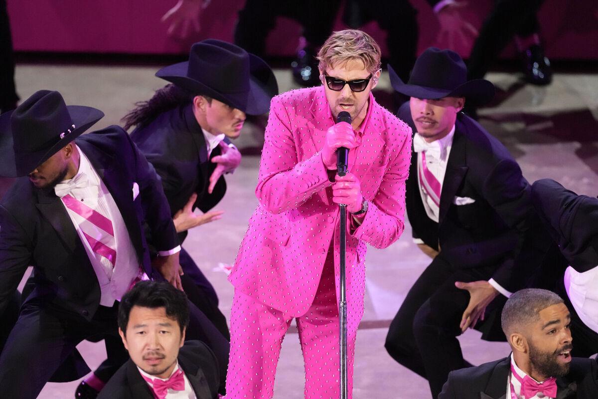 Ryan Gosling performs the song 'I'm Just Ken' from the movie Barbie. Picture: AP Photo/Chris Pizzello Ryan Gosling performs the song 'I'm Just Ken' from the movie Barbie. Picture: AP Photo/Chris Pizzello
