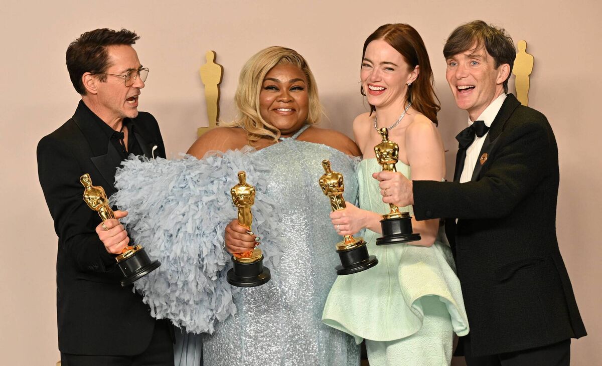 Emma Stone, Cillian Murphy, Da'Vine Joy Randolph and Robert Downey Jr. Picture: Robyn BECK/AFP Emma Stone, Cillian Murphy, Da'Vine Joy Randolph and Robert Downey Jr. Picture: Robyn BECK/AFP