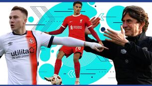 <p>TEN TALKING POINTS: Luton’s Cauley Woodrow and Jarell Quansah of Liverpool andBrentford manager Thomas Frank</p>