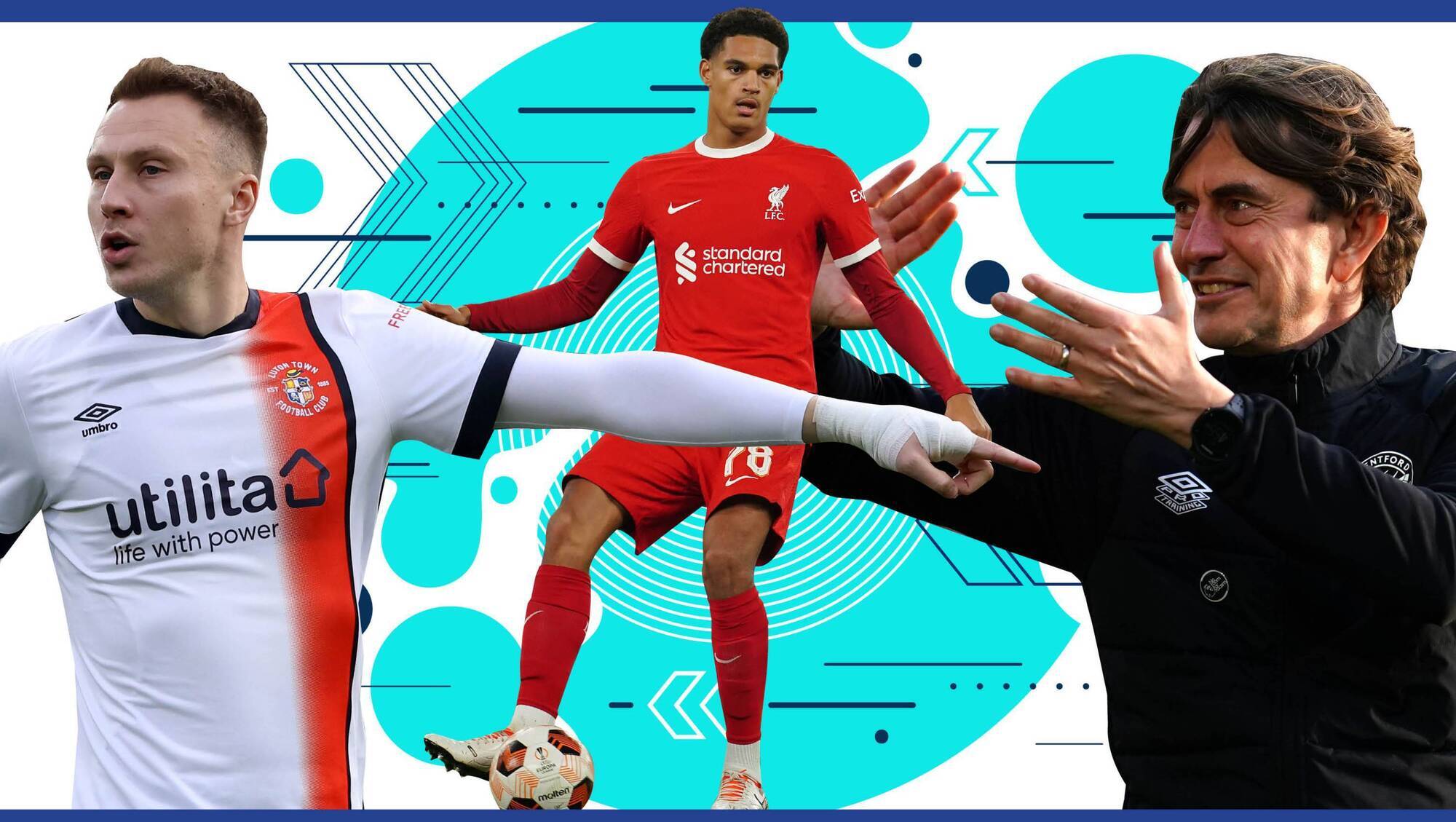 TEN TALKING POINTS: Luton’s Cauley Woodrow and Jarell Quansah of Liverpool andBrentford manager Thomas Frank
