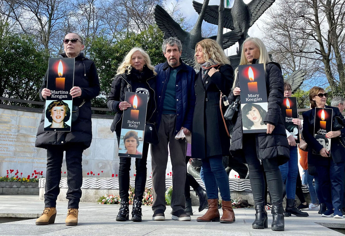 Charlie Bird with families of those killed in the Stardust fire. Picture: David Young/PA Wire Charlie Bird with families of those killed in the Stardust fire. Picture: David Young/PA Wire