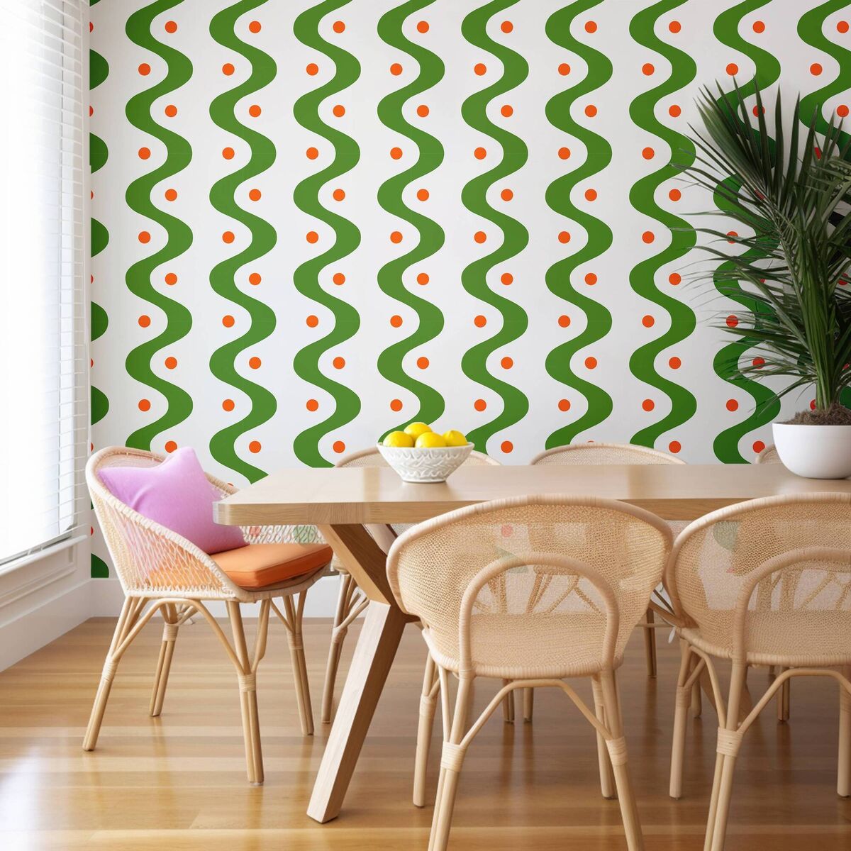 Wave of Dots wallpaper, €140 per roll, Sorbet Dreams. Wave of Dots wallpaper, €140 per roll, Sorbet Dreams.Â
