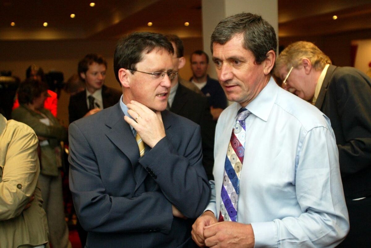 George Lee and Charlie Bird at the press conference of the report into National Irish Bank. Picture: Collins George Lee and Charlie Bird at the press conference of the report into National Irish Bank. Picture: Collins