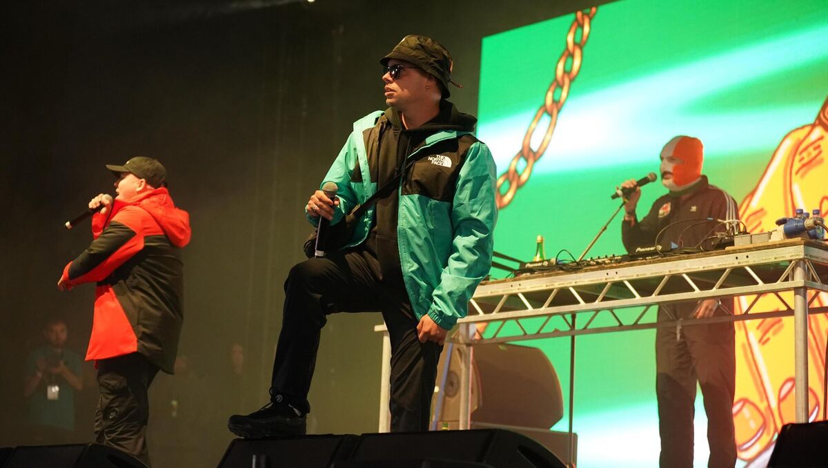 Kneecap perform during the Electric Picnic Festival in Stradbally, County Laois, on September 3, 2022. Kneecap perform during the Electric Picnic Festival in Stradbally, County Laois, on September 3, 2022.