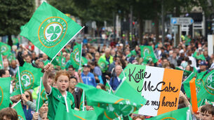 <p>More than half a million people tuned in for Ireland Women’s World Cup opener against Australia, which is higher than the CSO’s data for average viewership on a Six Nations men’s game of 434,000. File picture: Damien Eagers/PA</p>