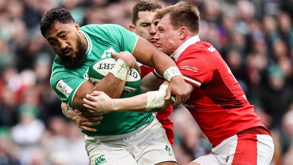 Ireland’s Bundee Aki in action. Pic: INPHO/Ben Brady