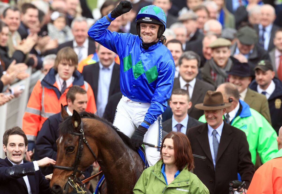 2011 Cheltenham Festival: Ruby Walsh celebrates winning the Champion Hurdle on Hurricane Fly. Picture: ©INPHO/Dan Sheridan