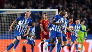 <p>Brighton and Hove Albion's Danny Welbeck celebrates. Pic: Gareth Fuller/PA Wire.</p>