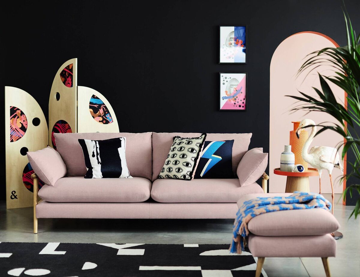 French Connection Hoxton sofa in Rose.