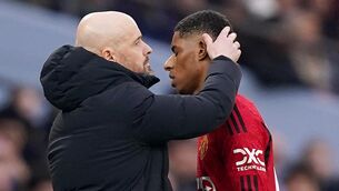 <p>Erik ten Hag (left) says Marcus Rashford (right) will not be sold (Mike Egerton/PA)</p>