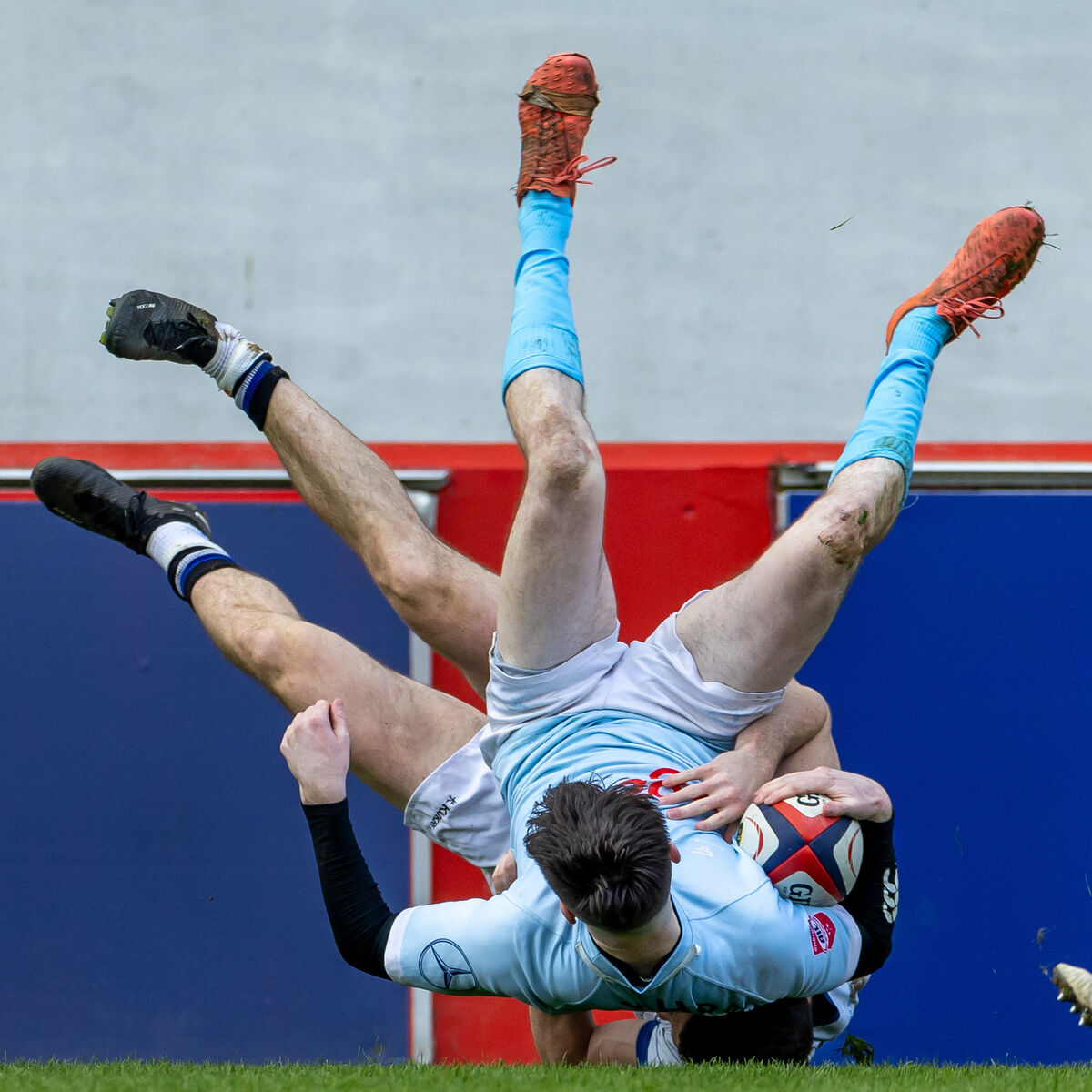 Garryowen’s Colm Hogan with Harry O'Riordan of Cork Constitution. Picture: ©INPHO/Morgan Treacy
