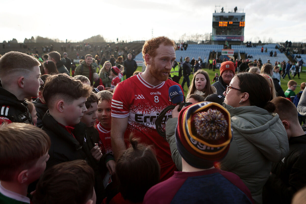 Derry’s Conor Glass speaks to the media after the game. Derry’s Conor Glass speaks to the media after the game.