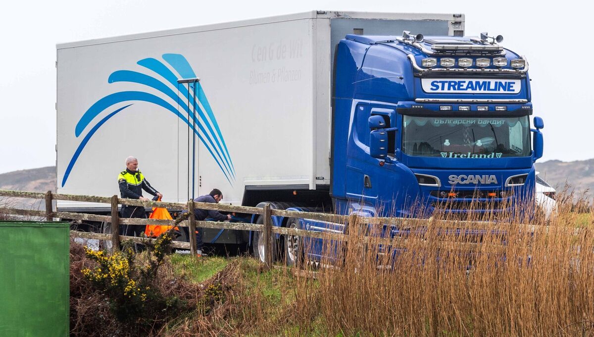 Gardaí were involved in a significant drugs operation on March 14, which started in Leap with occupants of a motorhome arrested, then moved on to Tragumna with this lorry being searched and detained. Picture: Andy Gibson.