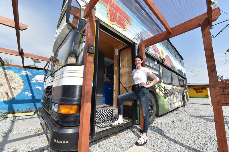 Anna McCarthy with the family's Ballinadee Bus. Picture: Dan Linehan