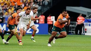 <p>Taniela Tupou of Australia makes a break during a 2023 Rugby World Cup game against Georgia. Picture: ©INPHO/Dave Winter</p>