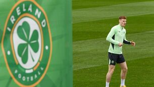 <p>DEBUT COMING: Jake O'Brien during a Republic of Ireland training session at the FAI National Training Centre in Abbotstown, Dublin. Photo by Stephen McCarthy/Sportsfile</p>