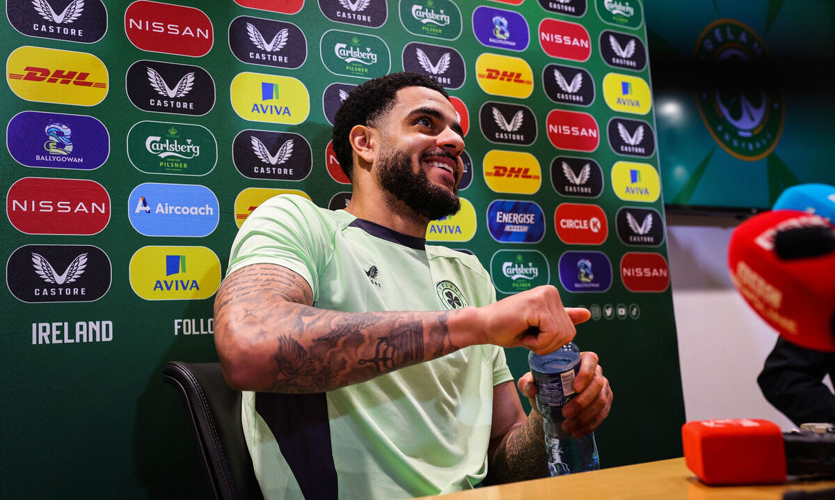 Andrew Omobamidele at Thursday's press conference. Pic: Ryan Byrne, Inpho