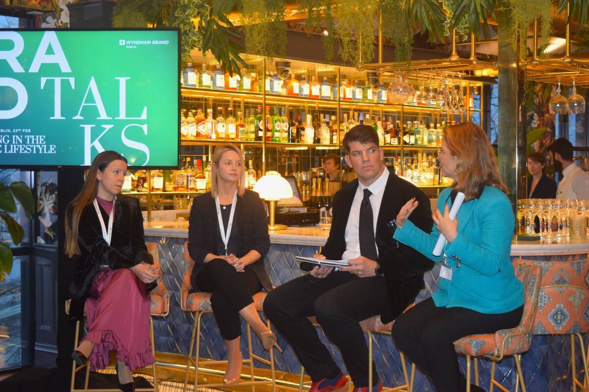 Donncha O'Callaghan at the Montenotte Hotel pictured with (L to R) tax advisor Marta de Assis Rodrigues, Portuguese lawyer Dearbháile Banahan and Ana Damásio, director of real estate sales, Wyndham Grand Picture: Matilde Papa Donncha O'Callaghan at the Montenotte Hotel pictured with (L to R) tax advisor Marta de Assis Rodrigues, Portuguese lawyer Dearbháile Banahan and Ana Damásio, director of real estate sales, Wyndham Grand Picture: Matilde Papa