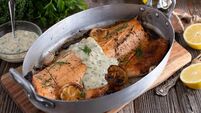 Oven roasted salmon with tartar sauce
