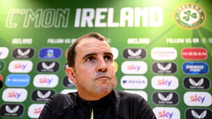 <p>OLÉ, O'SHEA: Interim head coach John O'Shea during a Republic of Ireland media conference at the FAI Headquarters in Abbotstown, Dublin. Photo by Stephen McCarthy/Sportsfile</p>