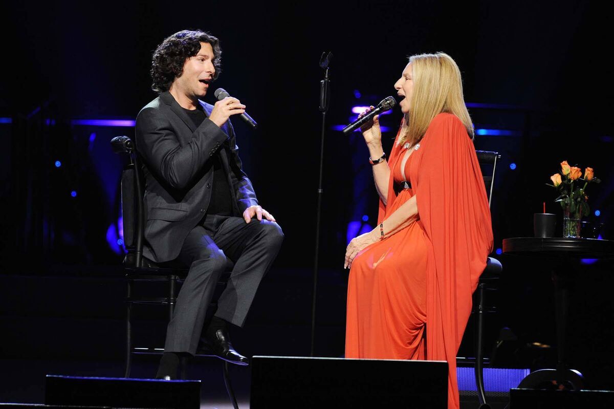 Jason Gould and Barbra Streisand in action on stage