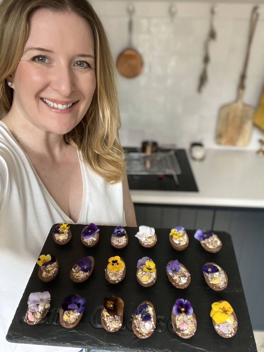Jennifer Sheahan with her chocolate Easter eggs.