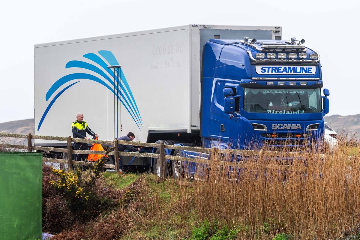 The lorry that was searched by gardaĂ after the arrests in Tragumna this month. Picture: Andy Gibson. The lorry that was searched by gardaĂ after the arrests in Tragumna this month. Picture: Andy Gibson.