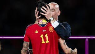 <p>Luis Rubiales could face a prison sentence of two and a half years if convicted of kissing Jenni Hermoso on the lips against her will, court documents have shown. Picture: Noemi Llamas, Eurasia Sport Images</p>