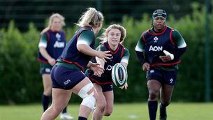 <p>ITALIAN JOB: Neve Jones releases a pass during a squad training session at the IRFU High Performance Centre in Blanchardstown this week. She relishes tackling, but will be hoping Ireland will have to less of it this weekend when they face Italy. Pic: ©INPHO/Laszlo Geczo</p>